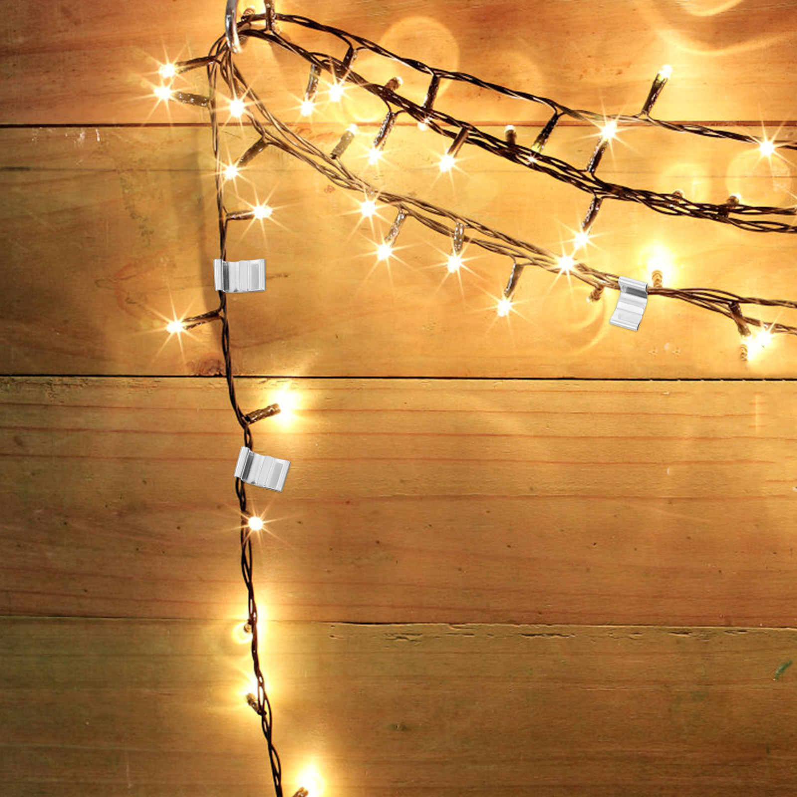String Light Outdoor - คลิปหนีบไฟโลหะกันสนิม 100 ชิ้น สำหรับแขวนไฟกลางแจ้งอย่างมั่นคง เหมาะสำหรับงานคริสต์มาส งานแต่งงาน