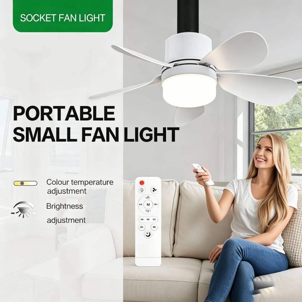 Lighting Decoration For Home - พัดลมติดเพดานพร้อมรีโมท, พัดลมเพดานขนาดเล็กพร้อมไฟ LED, พัดลมไร้สายแบบขั้วหลอด E26/E27+B22 สำหรับห้องครัว