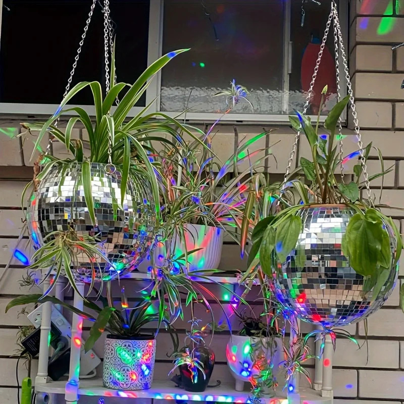 Disco Ball Mirror - Unique Handcrafted Bohemian-แรงบันดาลใจแขวนกระจกดิสโก้ Ball Planter-รดน้ําด้วยตนเอง,ประหยัดพื้นที่,ตกแต่งบ้านสไตล์สําหรับ