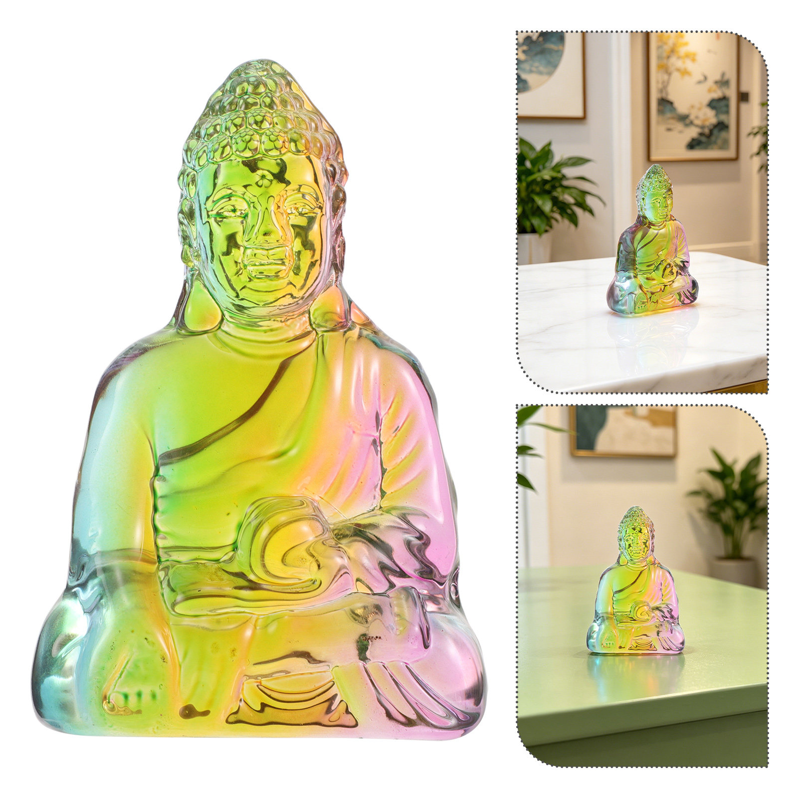 Office Lighting Decor - พระพุทธรูปคริสตัลขนาด 4.2 นิ้ว แบบนั่ง งานฝีมือประณีต แข็งแรง