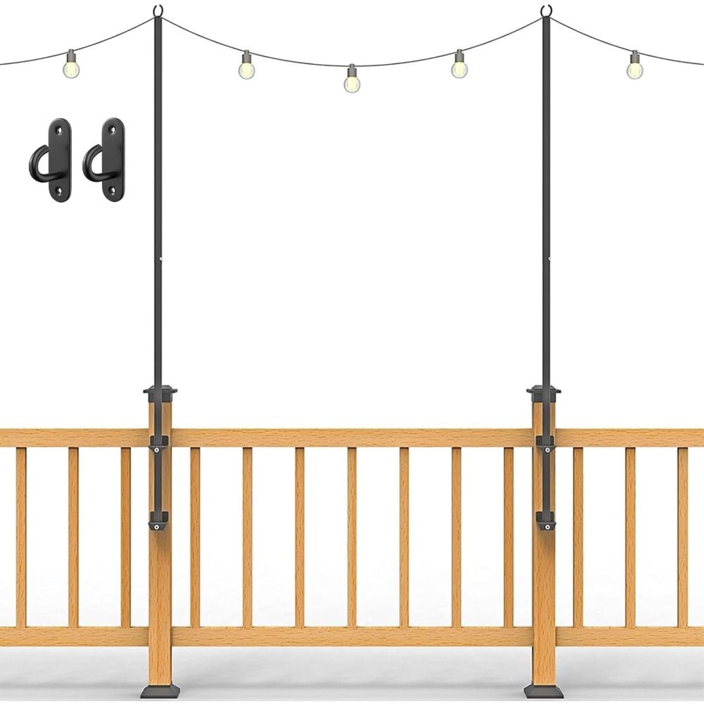 String Light Outdoor - เสาไฟสตริง 2 ชิ้น - เสาไฟสแตนเลสสูง 6.5