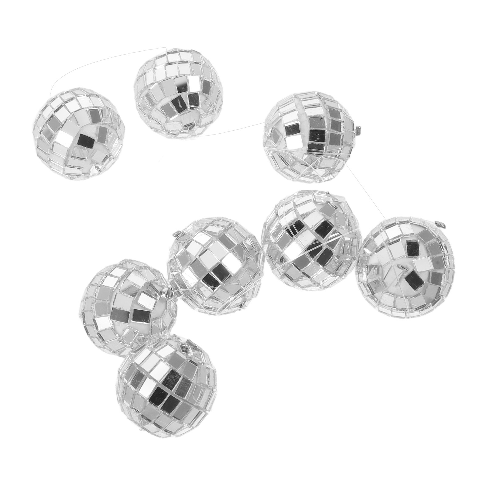 Disco Ball Mirror - ชุดลูกบอลดิสโก้ 4 ชิ้น สายลูกบอลกระจกสีเงิน สำหรับตกแต่งงานปาร์ตี้ ฉากหลังงานแต่งงาน