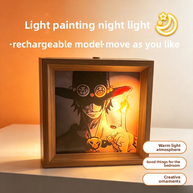 Lighting Decor Photos - โปสเตอร์การ์ตูนวันพีซ ภาพวาดแสงสไตล์อนิเมะ โคมไฟสร้างบรรยากาศยามค่ำคืน ภาพตกแต่งกรอบรูป สินค้าอนิเมะขายส่ง