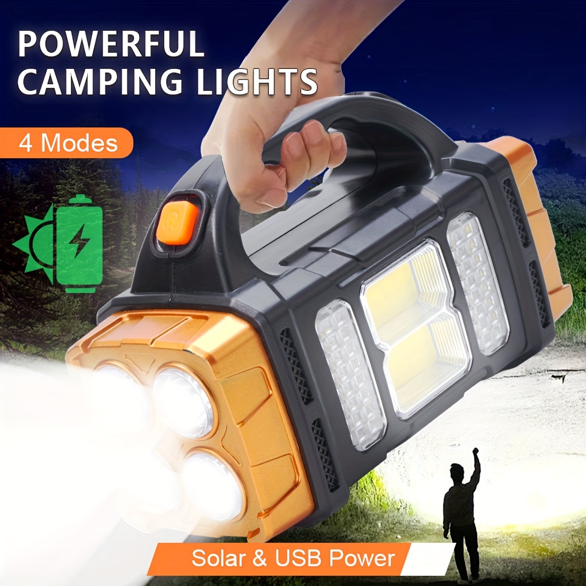 String Light Outdoor - อัพเกรดใหม่ ไฟฉาย LED พลังงานแสงอาทิตย์แบบชาร์จไฟได้ กำลังสูง พร้อมพาวเวอร์แบงค์