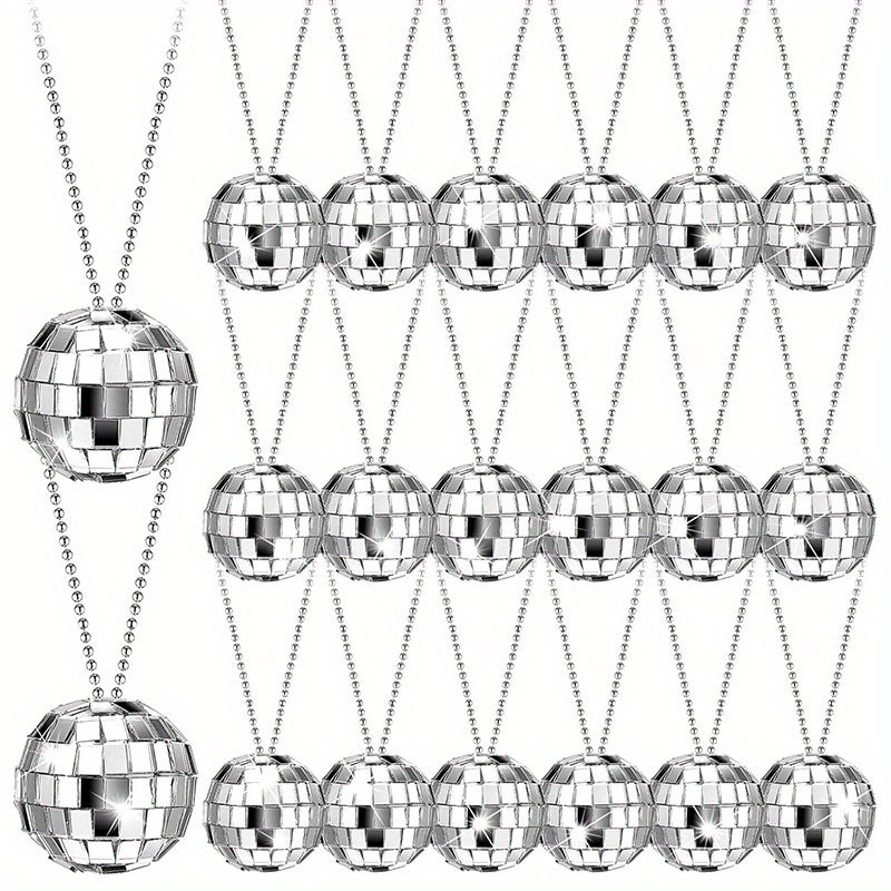 Disco Ball Mirror - 5-10 ชิ้นกระจกดิสโก้บอลสร้อยคอเงินแขวนลูกบอลเครื่องประดับ 70 วินาที Disco Party