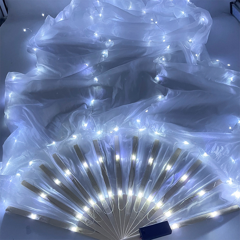 Decor Lighting Fans - พัดเต้นระบำหน้าท้อง LED 1 ชิ้น ผ้าคลุมสีสันสดใส ไฟส่องสว่าง