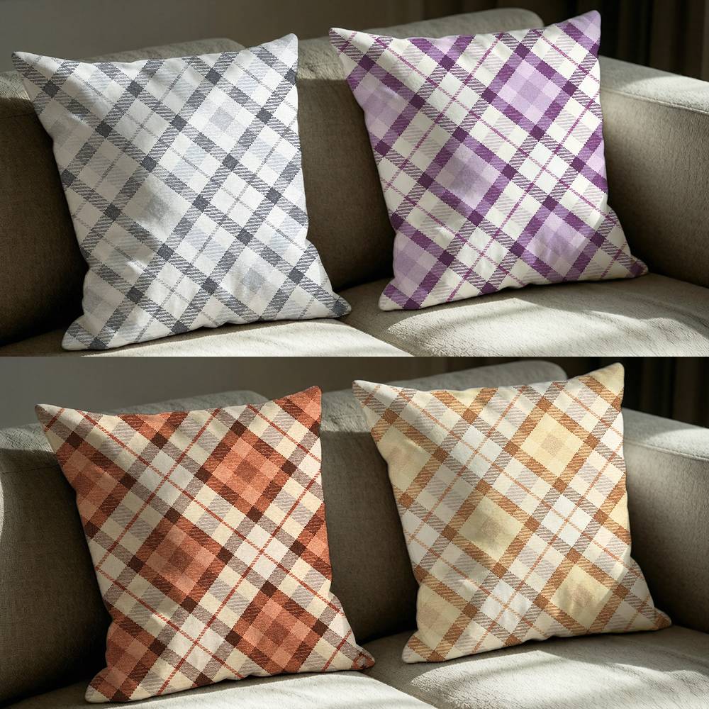 Nova Decor & Lighting Julestjerne - ปลอกหมอนอิงทรงสี่เหลี่ยมลายพิมพ์ HD รุ่น Luxury Nova Check