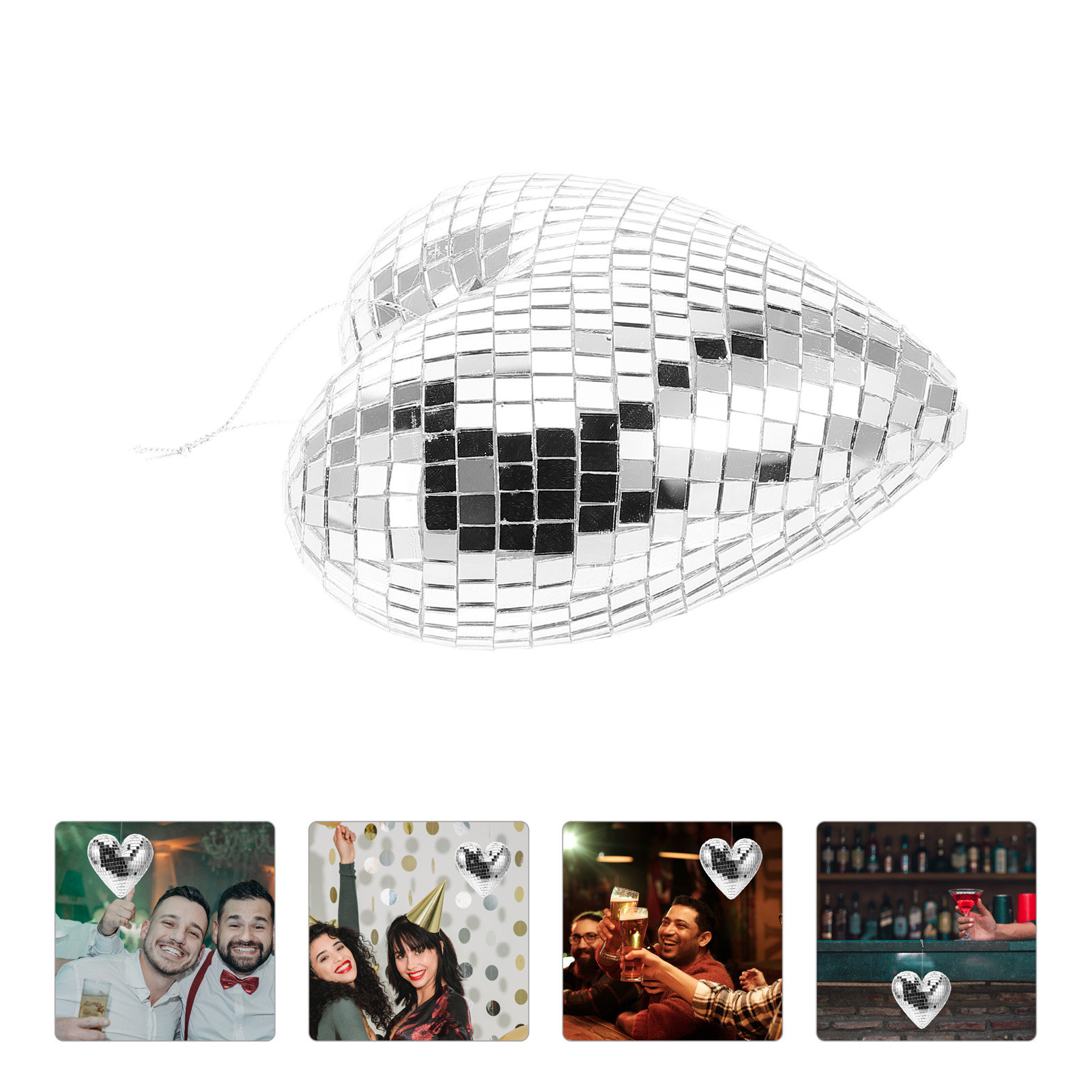 ลูกบอลดิสโก้รูปหัวใจแบบแขวน ขอ - Disco Ball Mirror บทวิจารณ์และราคา